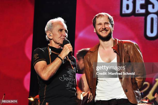 Klaus Eberhartinger and Marco Michael Wanda perform on stage during the 'Best of Austria meets Classic' Concert at Wiener Stadthalle on June 21, 2018...