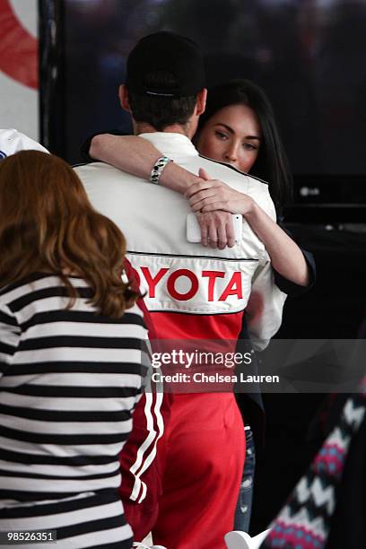 Actors Brian Austin Green and Megan Fox attend the Toyota Grand Prix Pro / Celebrity Race Day on April 17, 2010 in Long Beach, California.