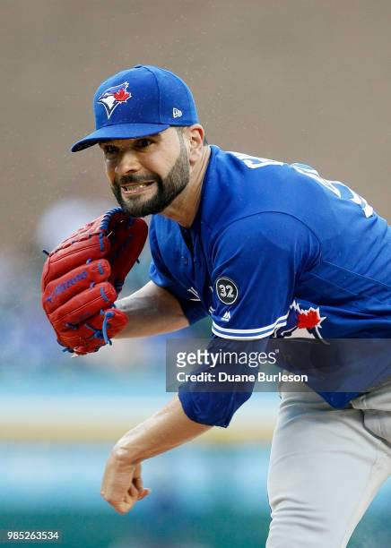 Jaime Garcia of the Toronto Blue Jays pitches against the Detroit Tigers at Comerica Park on June 1, 2018 in Detroit, Michigan.