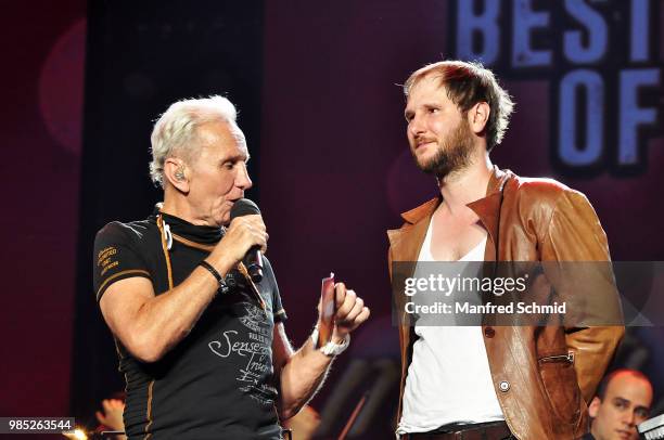 Klaus Eberhartinger and Marco Michael Wanda perform on stage during the 'Best of Austria meets Classic' Concert at Wiener Stadthalle on June 21, 2018...