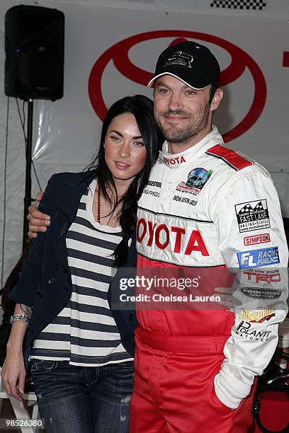 Actors Brian Austin Green and Megan Fox attend the Toyota Grand Prix Pro / Celebrity Race Day on April 17, 2010 in Long Beach, California.