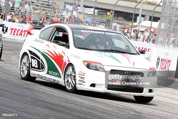 Actor Zachary Levi races at the Toyota Grand Prix Pro / Celebrity Race Day on April 17, 2010 in Long Beach, California.