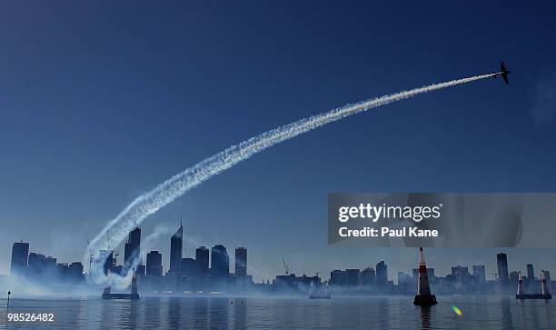 Hannes Arch of Austria in action during the Red Bull Air Race Day on April 18, 2010 in Perth, Australia.