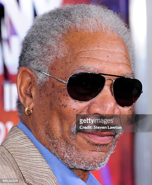 Actor Morgan Freeman arrives for the release of " Kenny Chesney: Summer in 3-D" at Rave Motion Pictures Town Square on April 17, 2010 in Las Vegas,...