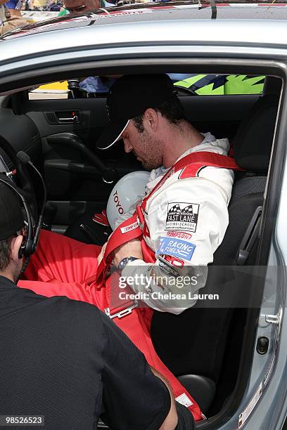 Actor Brian Austin Green prepares to race at the Toyota Grand Prix Pro / Celebrity Race Day on April 17, 2010 in Long Beach, California.