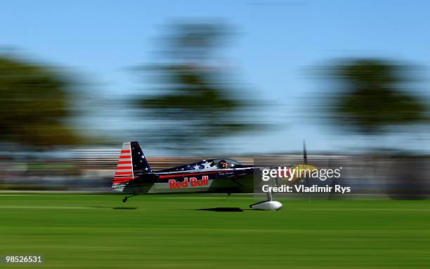 Kirby Chambliss of USA at the Red Bull Airport during the Red Bull Air Race Day on April 18, 2010 in Perth, Australia.