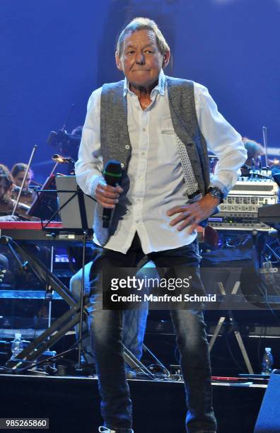 Wolfgang Ambros performs on stage during the 'Best of Austria meets Classic' Concert at Wiener Stadthalle on June 21, 2018 in Vienna, Austria. On the...