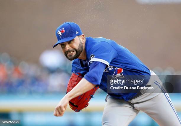 Jaime Garcia of the Toronto Blue Jays pitches against the Detroit Tigers at Comerica Park on June 1, 2018 in Detroit, Michigan.