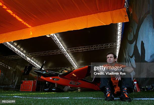 Nicolas Ivanoff of France at the race airport during the Red Bull Air Race Day on April 18, 2010 in Perth, Australia.