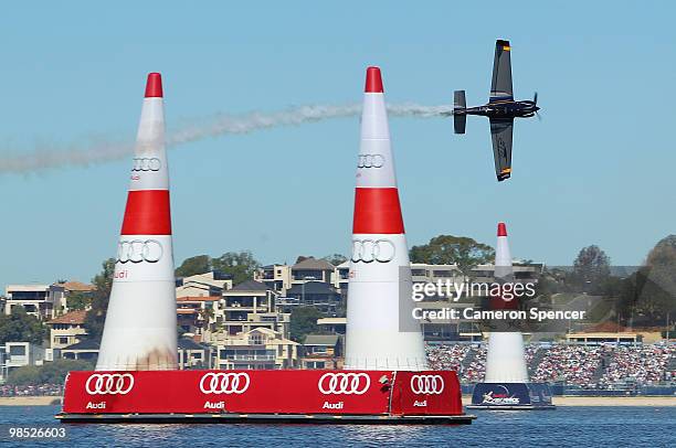 Alejandro Maclean of Spain in action during the Red Bull Air Race Day on April 18, 2010 in Perth, Australia.