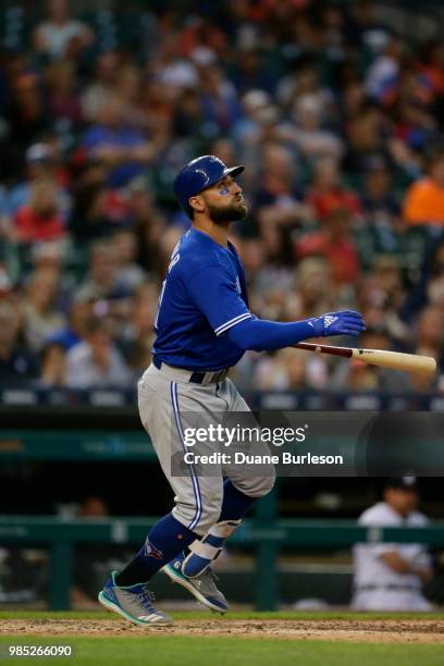 Kevin Pillar of the Toronto Blue Jays bats against the Detroit Tigers at Comerica Park on June 1, 2018 in Detroit, Michigan.