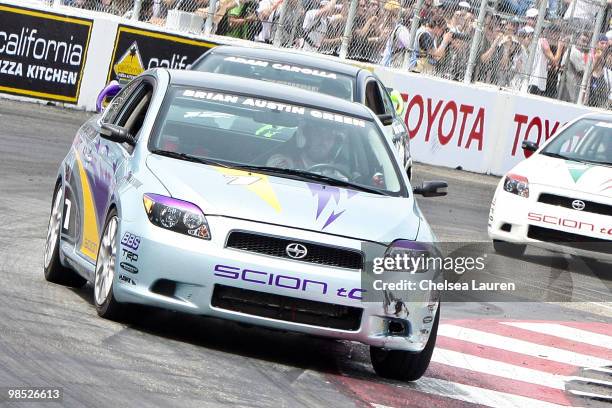 Actor Brian Austin Green races at the Toyota Grand Prix Pro / Celebrity Race Day on April 17, 2010 in Long Beach, California.