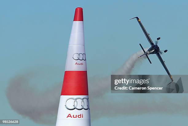 Alejandro Maclean of Spain in action during the Red Bull Air Race Day on April 18, 2010 in Perth, Australia.