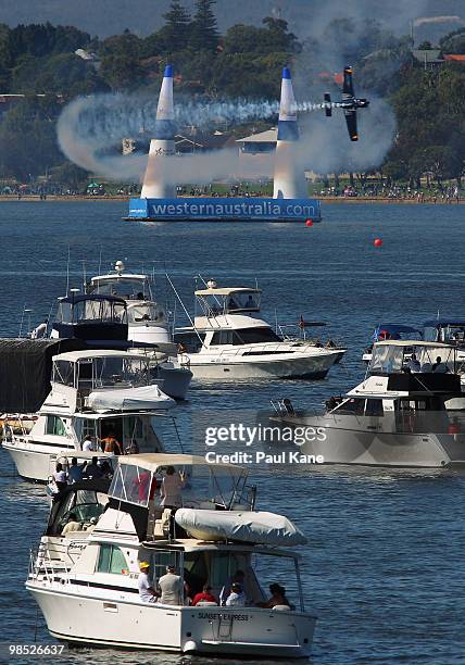 Alejandro Maclean of Spain in action during the Red Bull Air Race Day on April 18, 2010 in Perth, Australia.