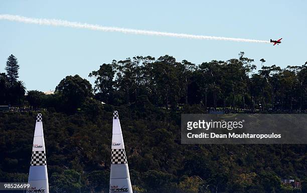 Pete McLeod of Canada in action during the Red Bull Air Race Day on April 18, 2010 in Perth, Australia.