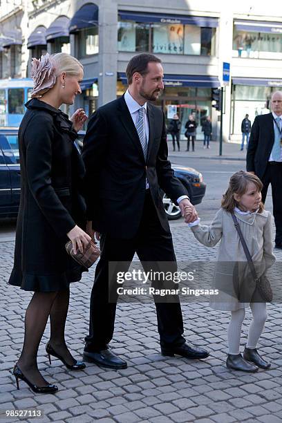 Crown Princess Mette-Marit of Norway, Crown Prince Haakon of Norway and Princess Ingrid Alexandra of Norway attend the reopening of Oslo Cathedral,...