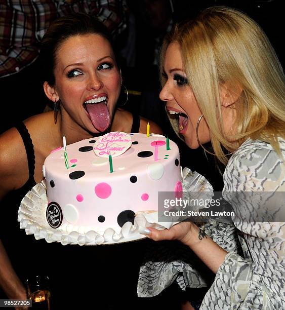 Television personality/model Shanna Moakler and television personality/Miss America Shandi Finnessey celebrate Shanna's birthday at Moon Nightclub at...