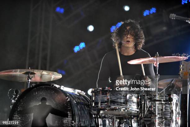 Musician Jack White of The Dead Weather performs during Day 2 of the Coachella Valley Music & Art Festival 2010 held at the Empire Polo Club on April...
