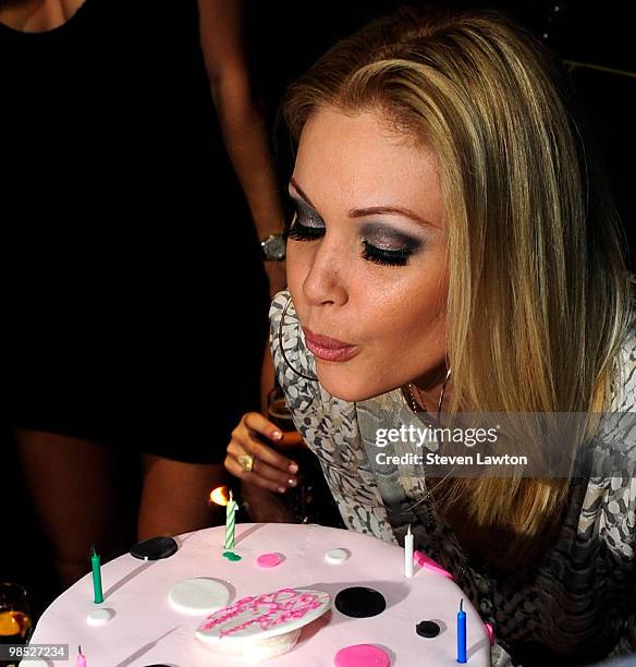 Television personality/model Shanna Moakler celebrates her birthday at Moon Nightclub at The Palms Resort & Casino on April 17, 2010 in Las Vegas,...