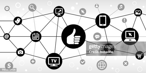 thumbs up internet communication technology triangular node pattern background - black thumbs up white background stock illustrations