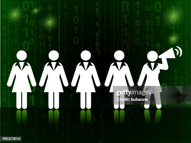 women business and leadership on binary code black background - business woman plain background stock illustrations