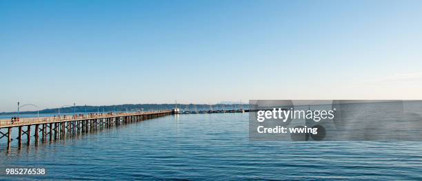 the public pier at white rock british columbia - beachcombing stock pictures, royalty-free photos & images