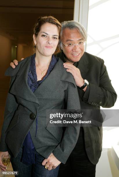 Tracey Emin and David Tang attend the Phillips de Pury VIP BRIC auction opening, at the Saatchi Gallery on April 17, 2010 in London, England.