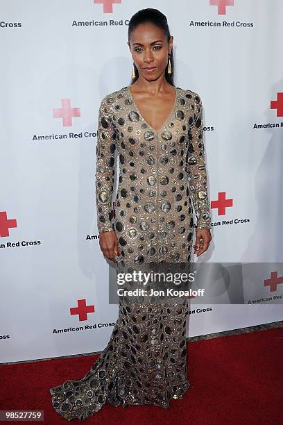 Actress Jada Pinkett Smith arrives to the Santa Monica Red Cross Red Tie Affair Fundraiser Gala at Fairmont Miramar Hotel on April 17, 2010 in Santa...