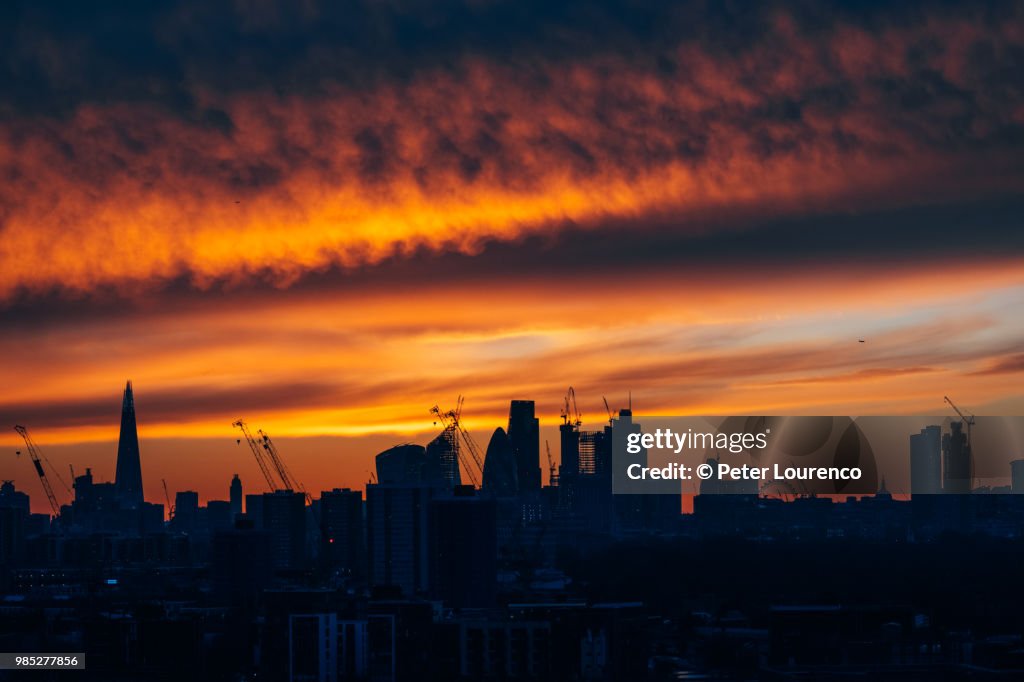 Orange sunset over London