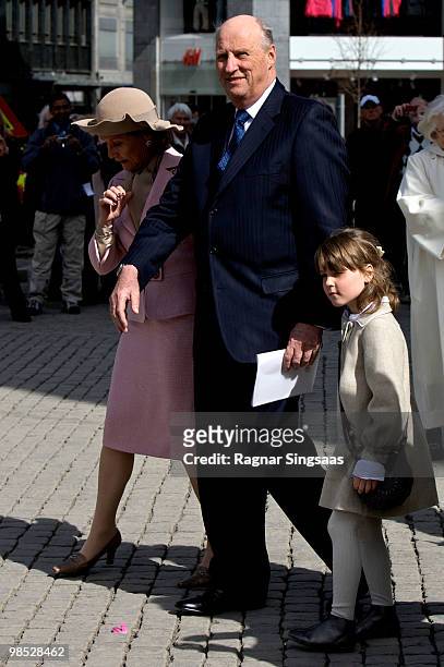 Queen Sonja of Norway, King Harald V of Norway and Princess Ingrid Alexandra of Norway attend the reopening of Oslo Cathedral, which has been closed...