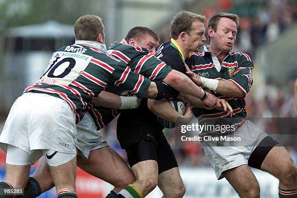 Matt Dawson of Northampton is blocked by the Leicester defence during the Zurich Premiership Semi Final play off match between Leicester v...