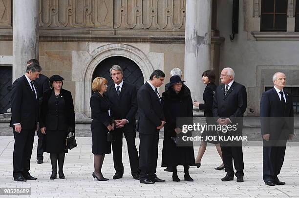 Sloven President Danilo Turk and his wife Barbara, Kateryna and her husband former Ukrainian president Victor Yushchenko, Czech Prime Minister Jan...