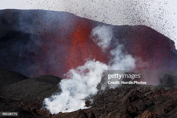 Volcanic activity takes place in the Fimmvorduhals area between the glaciers Eyjafjallajokull and Myrdalsjokull, approximately 125 km east of...