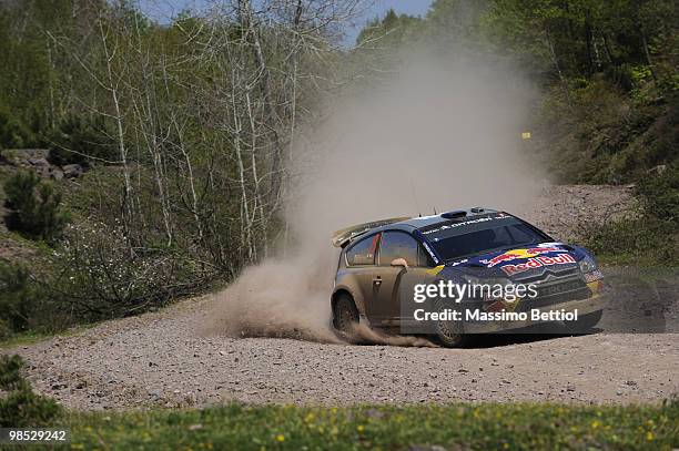 Kimi Raikkonen of Finland and Kaj Lindstrom of Finland compete in their Citroen C4 Junior Team during Leg 3 of the WRC Rally of Turkey on April 18,...