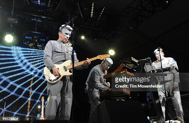 Bob Mothersbaugh and Mark Mothersbaugh of Devo perform as part of the Coachella Valley Music and Arts Festival at the Empire Polo Fields on April 17,...