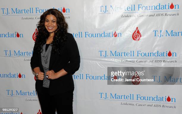 Singer Jordin Sparks poses for a photo backstage at the 11th Annual T.J. Martell Foundation Family Day benefit at Roseland Ballroom on April 18, 2010...