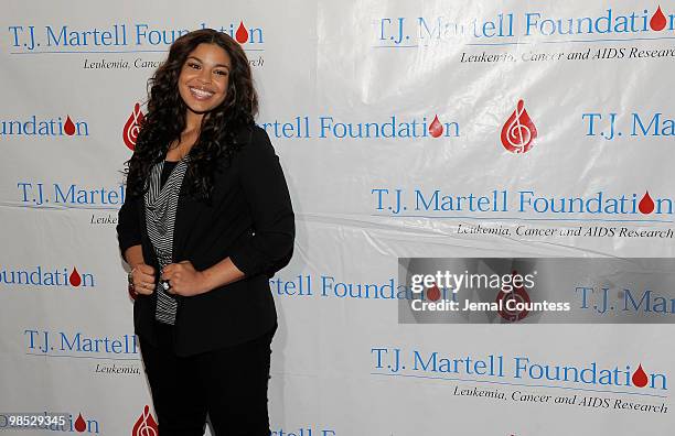 Singer Jordin Sparks poses for a photo backstage at the 11th Annual T.J. Martell Foundation Family Day benefit at Roseland Ballroom on April 18, 2010...