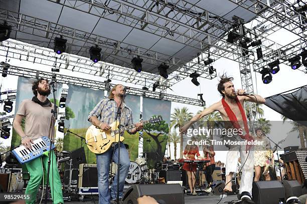 Alex Ebert of Edward Sharpe and the Magnetic Zeros performs as part of the Coachella Valley Music and Arts Festival at the Empire Polo Fields on...