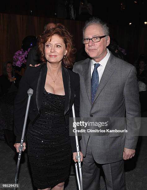 Susan Sarandon and Barry Levinson attend the HBO Film's "You Don't Know Jack" premiere after party> at the Four Seasons Restaurant on April 14, 2010...