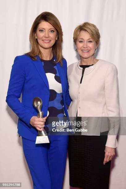 Norah O'Donnell and Jane Pauley attend The Gracies, presented by the Alliance for Women in Media Foundation at Cipriani 42nd Street on June 27, 2018...