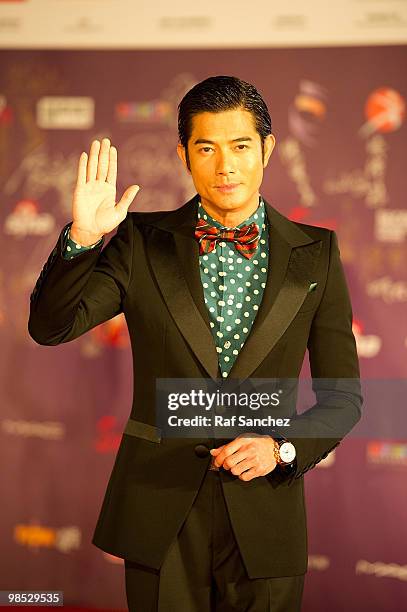 Actor Aaron Kwok arrives at the 29th Hong Kong Film Awards at the The Hong Kong Cultural Centre on April 18, 2010 in Hong Kong, Hong Kong.