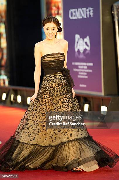 Actress Lynn Xiong Dai-lin arrives at the 29th Hong Kong Film Awards at the The Hong Kong Cultural Centre on April 18, 2010 in Hong Kong, Hong Kong.