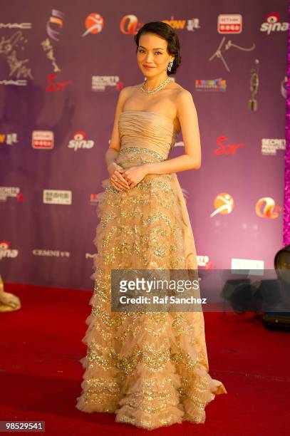 Taiwanese actress Shu Qi arrives at the 29th Hong Kong Film Awards at the The Hong Kong Cultural Centre on April 18, 2010 in Hong Kong, Hong Kong.