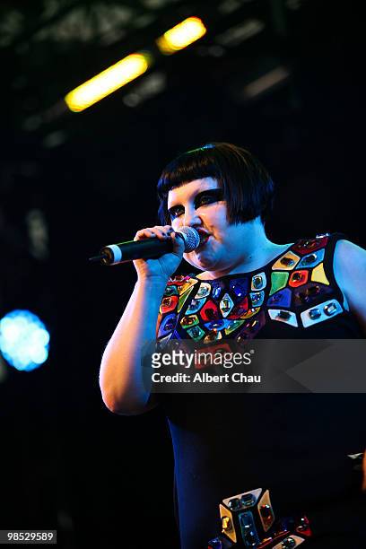 Musician Beth Ditto of Gossip performs during Day two of the Coachella Valley Music & Art Festival 2010 held at the Empire Polo Club on April 17,...