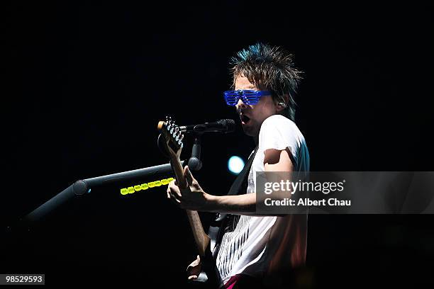 Musician Matthew Bellamy of Muse performs on Day Two of the 2010 Coachella Valley Music & Arts Festival at the Empire Polo Club on April 17, 2010 in...