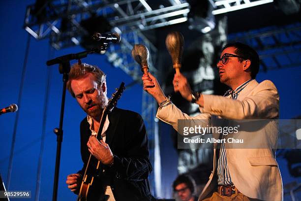 Al Doyle and Alexis Taylor of Hot Chip performs on Day Two of the 2010 Coachella Valley Music & Arts Festival at the Empire Polo Club on April 17,...