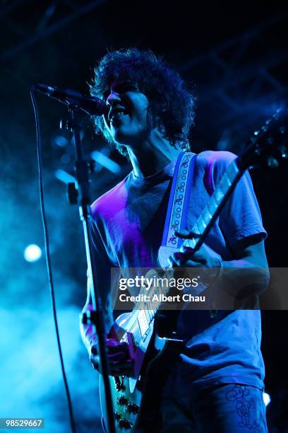 Andrew VanWyngarden of MGMT performs on Day Two of the 2010 Coachella Valley Music & Arts Festival at the Empire Polo Club on April 17, 2010 in...