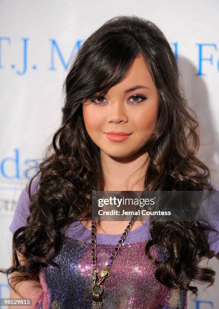 Singer Anna Maria Perez poses for a photo backstage at the 11th Annual T.J. Martell Foundation Family Day benefit at Roseland Ballroom on April 18,...