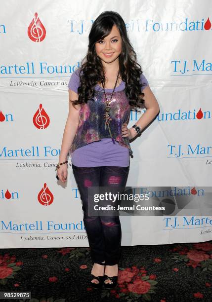 Singer Anna Maria Perez poses for a photo backstage at the 11th Annual T.J. Martell Foundation Family Day benefit at Roseland Ballroom on April 18,...