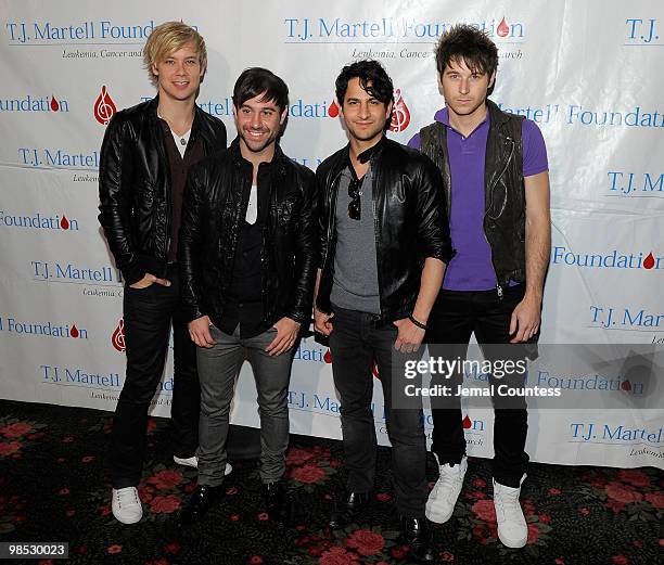 Musicians Andrew Lee, Michael Bruno, Jason Rosen and Alexander Noyes of the band "Honor Society" pose for a photo backstage at the 11th Annual T.J....